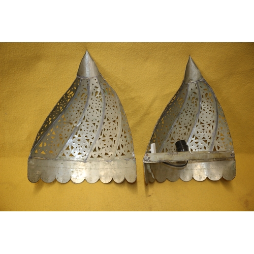 514 - Pair of Moroccan Style Metal Wall Shades