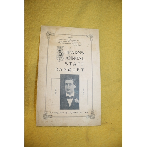 516 - Banquet Card from 1914 for S Hearns