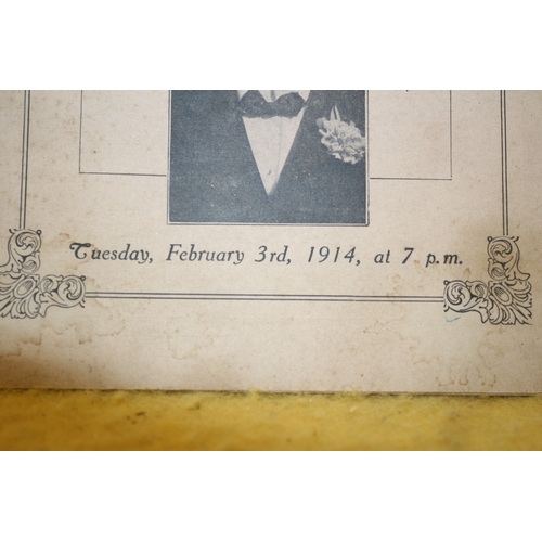 516 - Banquet Card from 1914 for S Hearns