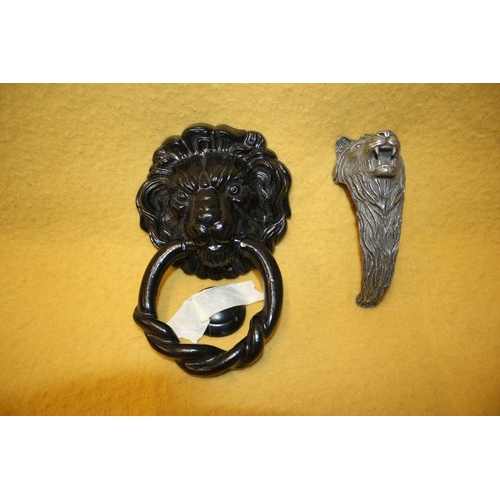 523 - Old Lion Head Door Knocker x 2