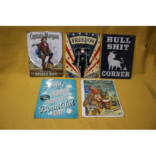 178 - 5 Large Metal Signs, 40cm Tall