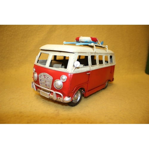 182 - Tin Plate Campervan with Surf Boards