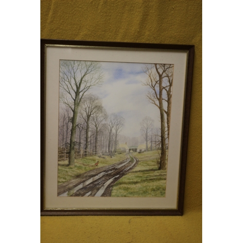 234 - Watercolour of The Track By R.Lerpiniere, 63 x 54 cm