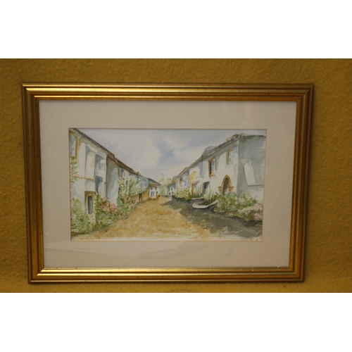 235 - Watercolour Of a Foreign Village Street, Signed A.A, 45 x 33 cm