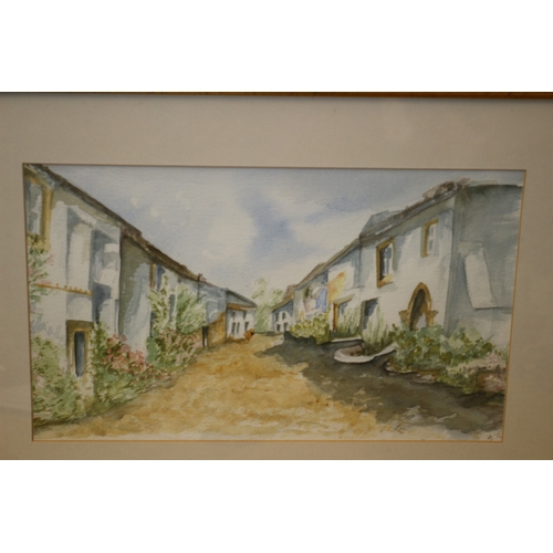 235 - Watercolour Of a Foreign Village Street, Signed A.A, 45 x 33 cm