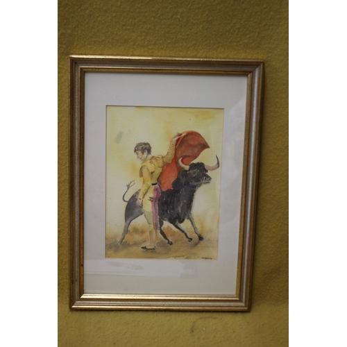 246 - Bullfighter Watercolour by Peter Giull, 46 x 34 cm