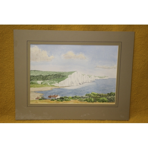 249 - Watercolour of Seven Sisters in Sussex by Joe Turner, 46 x 36 cm