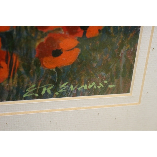 284 - Mixed Media Depicting Poppy Field by E.R. Evans, 72 x 72 cm