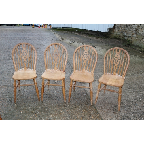 323 - Set of 4 Pine Wheel Spindle Back Chairs