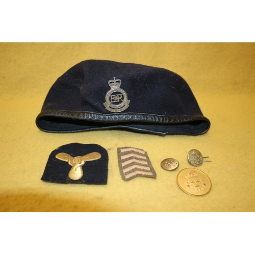 404 - Selection of Military Items including Cap with Badge