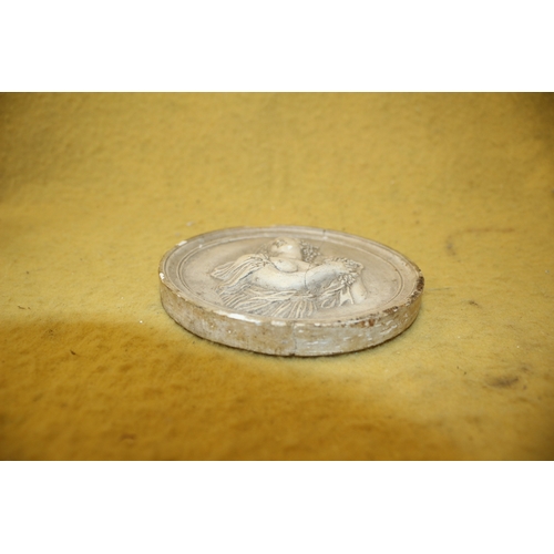 20 - Very Old Plaster Disc, 12cm diameter