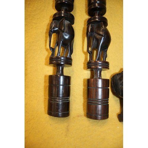 22 - African Tribal Candle Sticks, Plus x2 Busts, 27cm Tall