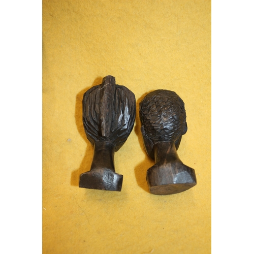 22 - African Tribal Candle Sticks, Plus x2 Busts, 27cm Tall