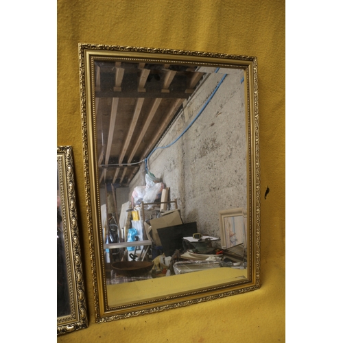 40 - 2 Bevel Edged Gilded Mirrors, Largest is 56 x 86 cm