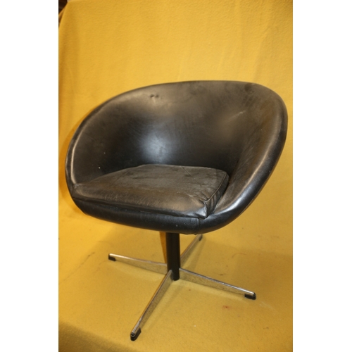 110 - Black Faux Leather Tub Chair