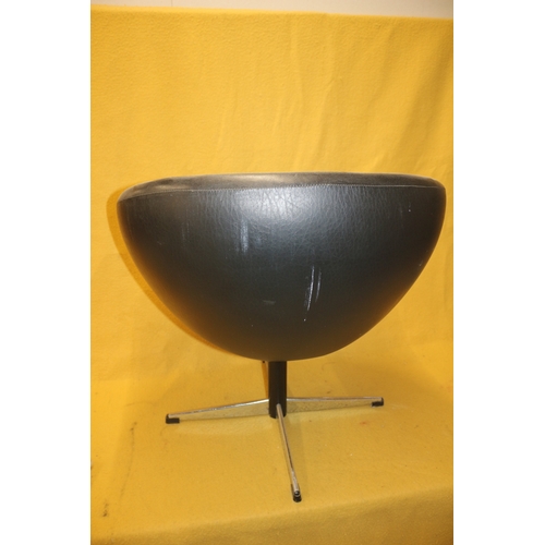 110 - Black Faux Leather Tub Chair