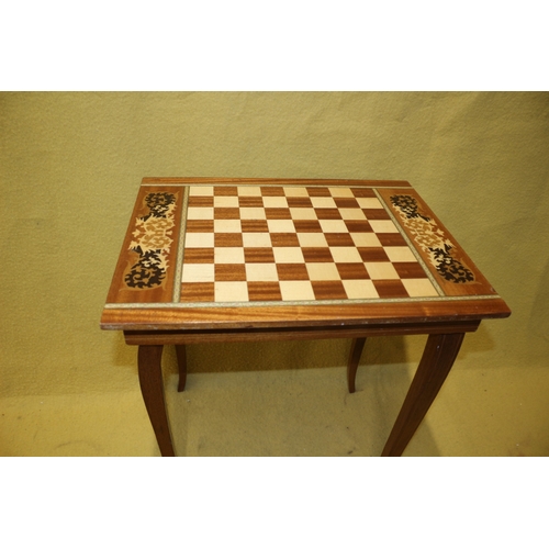 70 - Italian Rinaldo Rondelli Mosaic Chess Board Top Table, 49.5 cm Tall x 45 cm wide