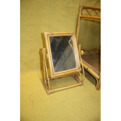 84 - Vintage Bamboo Table & Mirror