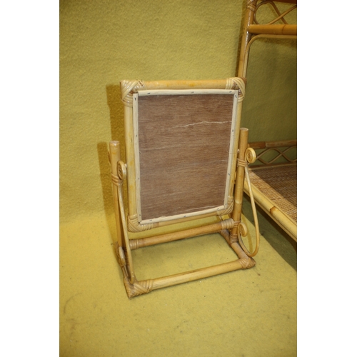 84 - Vintage Bamboo Table & Mirror