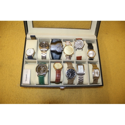 89 - Leather Display Case with 11 Watches