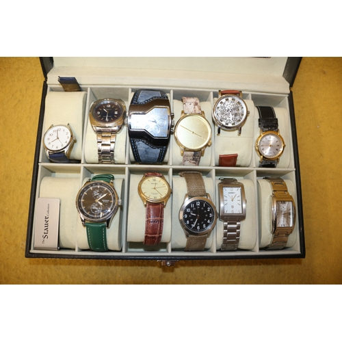 89 - Leather Display Case with 11 Watches