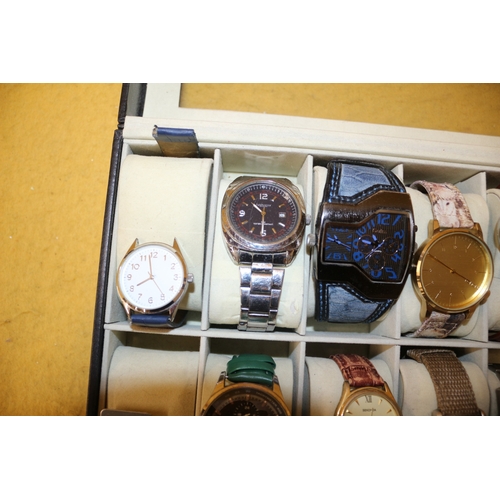 89 - Leather Display Case with 11 Watches