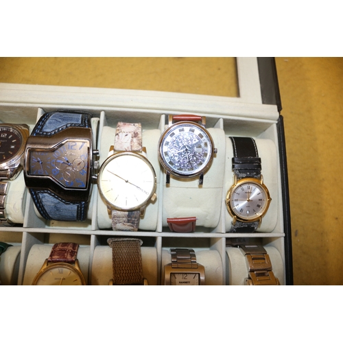 89 - Leather Display Case with 11 Watches