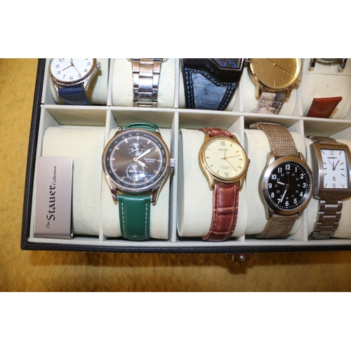 89 - Leather Display Case with 11 Watches