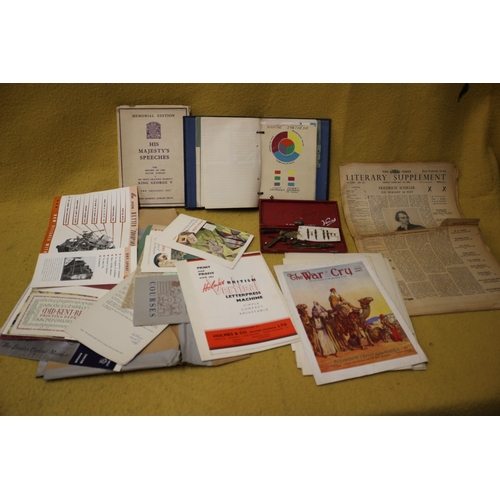 105 - Bundle of Ephemera plus Book on His Majesty's Speeches King George V and Compass Set