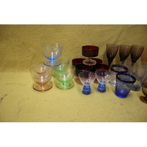 15 - Bundle of coloured glass with age