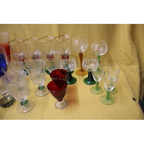 15 - Bundle of coloured glass with age