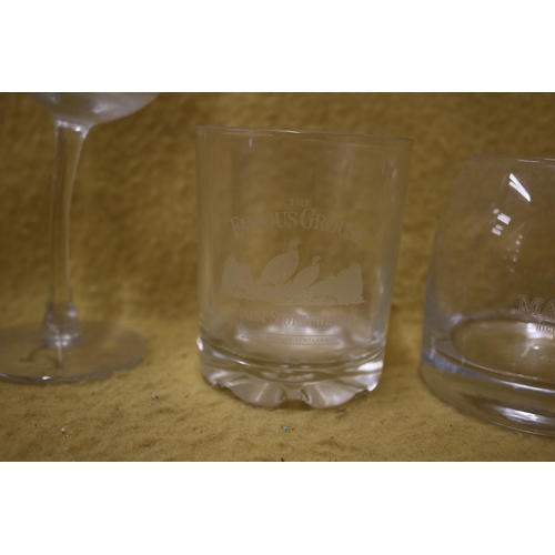 17 - J.P. Chenet glasses, The Famous Grouse glass, x3 Jameson glasses plus x2 Macallan glasses