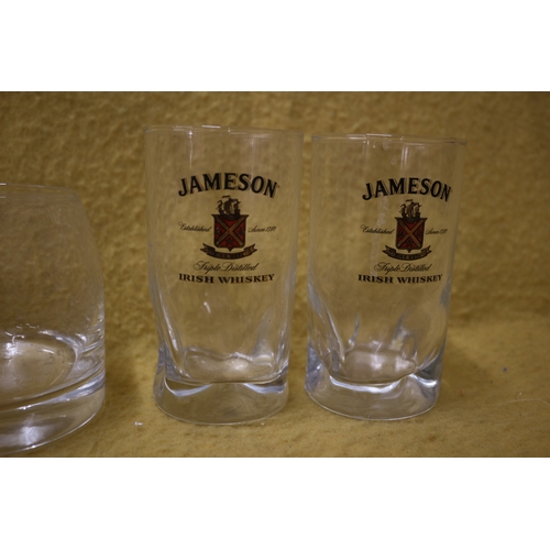 17 - J.P. Chenet glasses, The Famous Grouse glass, x3 Jameson glasses plus x2 Macallan glasses