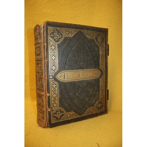 34 - Antique, brass bound, Browns Family Bible with colourings