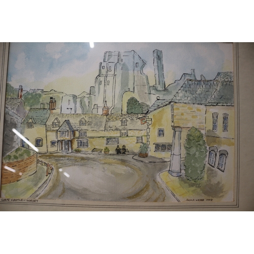 4 - Corfe Castle - Dorset watercolour by Sonia Webb 1998 54cm x 44cm