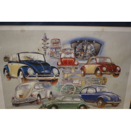 55 - Volkswagen Beetle card picture 51cm x 41cm