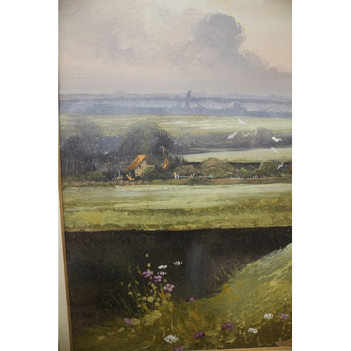 56 - Signed painting by John Morswell? of children playing on a hill