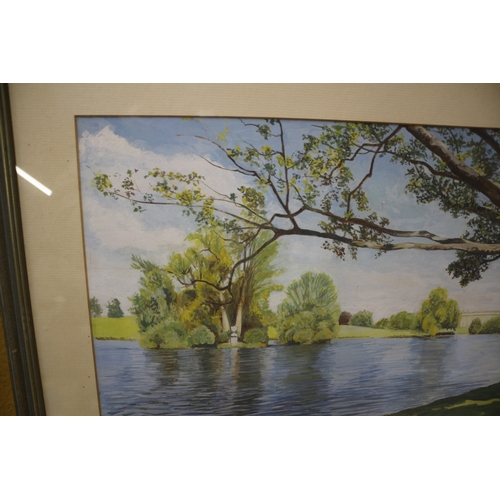 59 - Signed painting of lake 45cm x 49cm