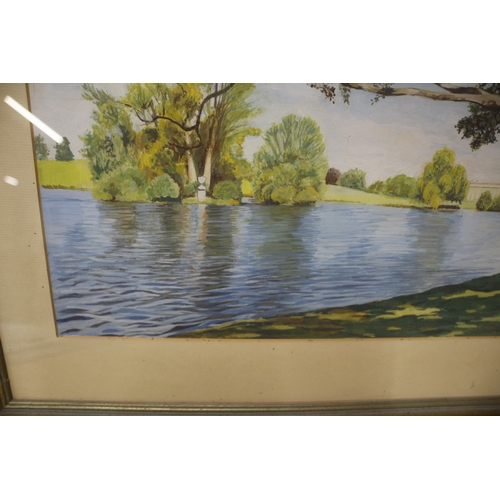 59 - Signed painting of lake 45cm x 49cm