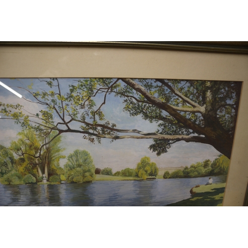 59 - Signed painting of lake 45cm x 49cm