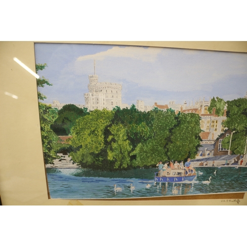 60 - Painting of London? signed to mount Ratcliffe 56cm x 46cm