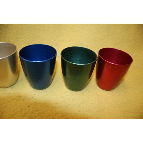 72 - Set of 4 Vintage Metal Tumblers in Hide Case