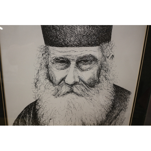 8 - x4 large Cyprus pictures, x2 titled 'Cypriot Villager' and x2 'Priest Limassol Cyprus' 66cm x 55cm