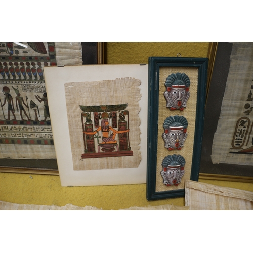 9 - Egyptian pictures including carving, papyrus etc as well as a didgeridoo