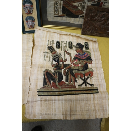 9 - Egyptian pictures including carving, papyrus etc as well as a didgeridoo