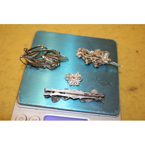 92 - Selection of Silver Filigree Brooches - 24g