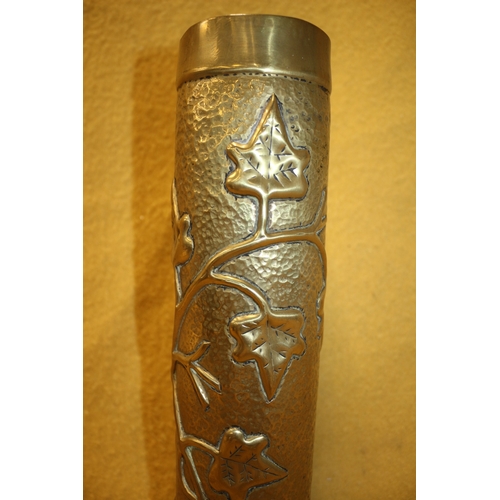 96 - Vintage Trench Art Vase with Floral Design, Nicely Made