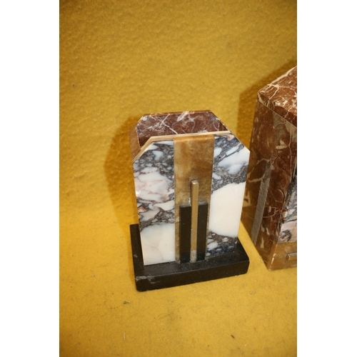 99 - Art Deco Marble Clock with Garnitures