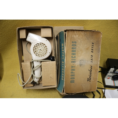 21 - Bundle of Vintage Electronics Including Morphy Richards Hair Dryer, Polaroid Camera etc