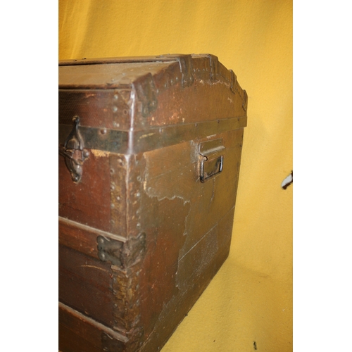 24 - Antique Canvas Covered Pine Trunk, 90cm Wide